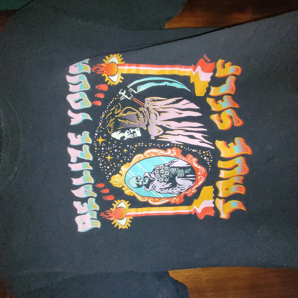 Black Graphic Tee with Colorful Design